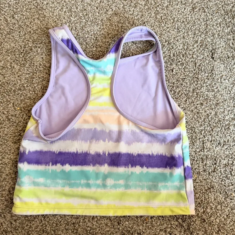 Eddie Bauer Girls 2 Piece Reversible Swimsuit Set Pastel Lilac Size Small (7/8)